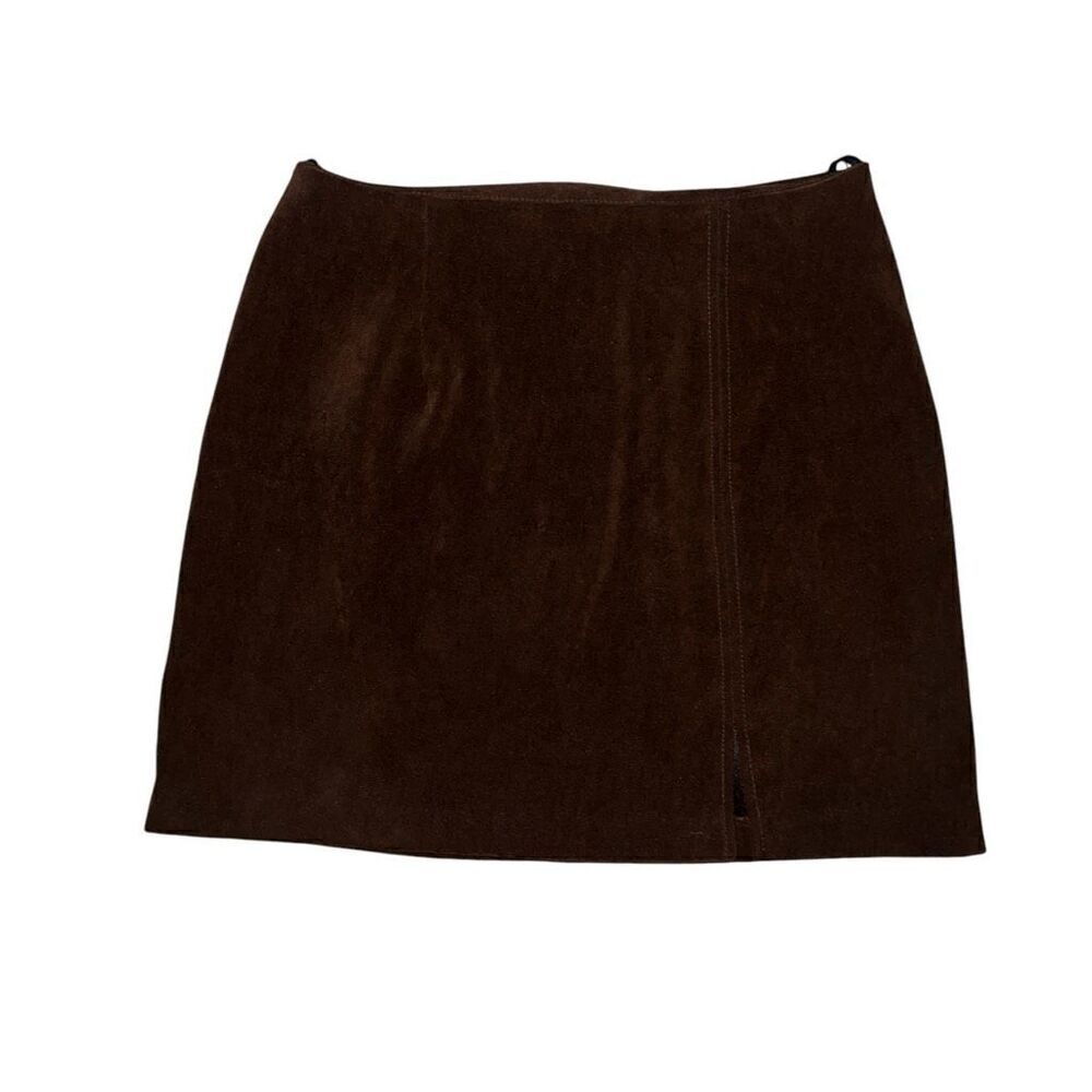 Vintage City Triangles Brown Suede Mini Skirt Size 9